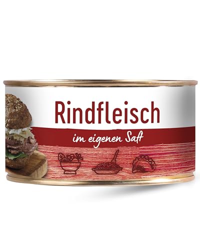 DREISTERN Rindfleisch im eigenen Saft 300g I 89% Pures Rindfleisch I Proteinreiche Spezialität in recyclebarer Konservendose I Lange Haltbarkeit dank natürlicher Konservierung I Hausmacher Qualität