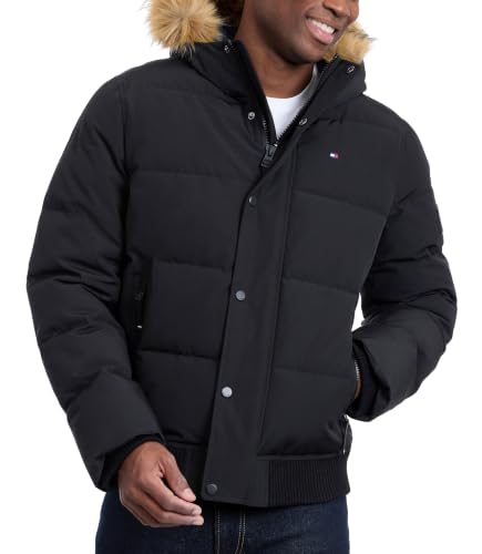 Tommy Hilfiger Herren Arctic Cloth Gesteppte Schnorchel-Bomberjacke Parka, Schwarz, 3XL