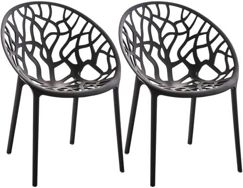 CLP Gartenstühle 2er Set stapelbar wetterfest Hope, Gartensessel mit Lehnen UV-beständig, Outdoorstühle aus Kunststoff bis 150 kg belastbar Farbe schwarz