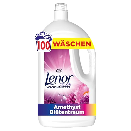 Lenor Color Waschmittel Flüssig, 100 Waschladungen, Amethyst Blütentraum, Lang Anhaltende Frische, Extra Geruchsabwehr Bei Kaltwäsche