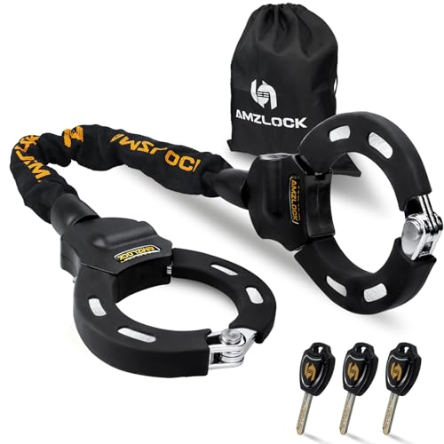 AMZLOCK E Scooter Schloss, Handschellenschloss für E Scooter, 8mm Dicke Kettenschloss für Xiaomi Scooter/Ninbot Scooter, Ideal für Elektroscooter und Fahrrad