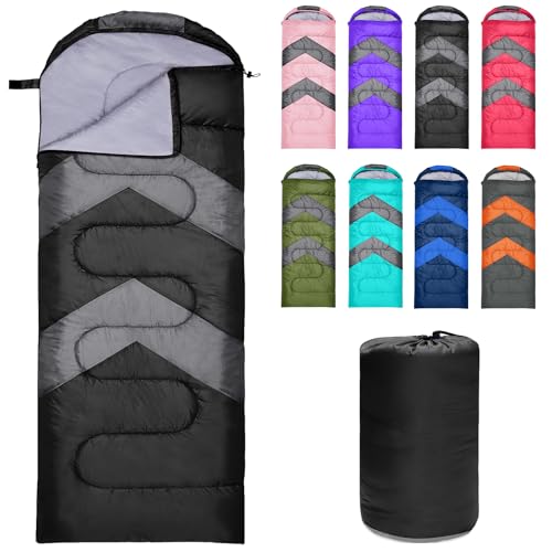Zusentee Schlafsack 3-4 Jahreszeite für Outdoor Camping Warme Einzelne Erwachsene Wasserdicht Leichter Ultraleicht Schlafsack für Erwachsene Kinder Camping Wandern, Reise, Schwarz