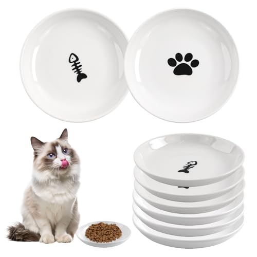 Galerie SV 6 Stück Futternapf Katze - Katzen Napfset - Katzennapf Keramik - Katzennapf ErhöHt - Napf Katze - Katzen Fressnapf- Weiss (Mix und Match)