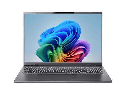 acer Aspire 16 AI (A16-61M-R98E) AI Laptop, Copilot+ PC, 50 Tops, 16 Inch WUXGA IPS 120Hz Display, AMD Ryzen AI 5 330, 16 GB RAM, 512 GB SSD, AMD Radeon 820M, Windows 11, QWERTZ Keyboard, Grey