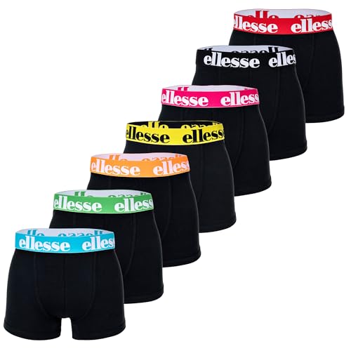 Ellesse Herren Boxer Shorts, 7er Pack - Yema 7 Pack Boxer Shorts, Logo, Cotton Stretch Schwarz/Multi XL