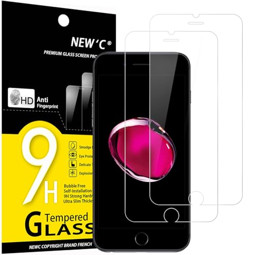 NEW'C 2 Stück für iPhone 7 und iPhone 8 für Panzerglas, Frei von Kratzern, 9H Härte, HD Displayschutzfolie, 0.33mm Ultra-klar, Ultrabeständig
