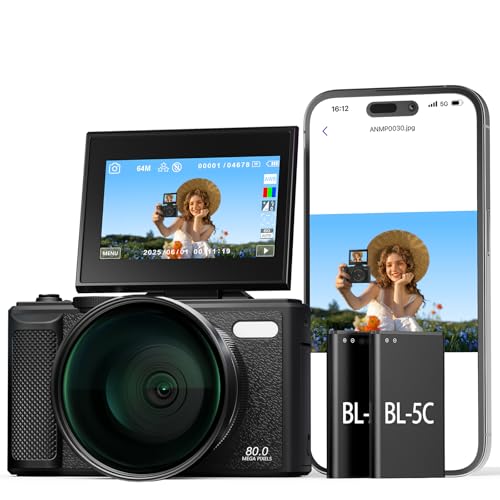 5K WiFi Digitalkamera & Fotokamera 80 MP, Vlogging Kamera für YouTube mit Autofokus, 3