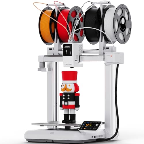 Anycubic Kobra X 3D Drucker Mehrfarbig, Verbesserte Auto Nivellierung für eine makellose erste Schicht, 600 mm/s Schnelles Drucken, 4 Integrierte Farben Max 19 Farben, 260 x 260 x 260 mm Druckgröße