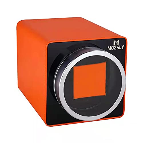 MOZSLY Uhrenbeweger für Automatikuhren mit 12 Rotationsmodus Einstellung für Rolex Fit Mann Frauen Automatikuhr Orange Leder