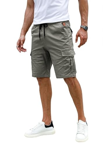 Elegancity Kurze Hosen Herren Cargo Shorts Freizeithose Grau,L