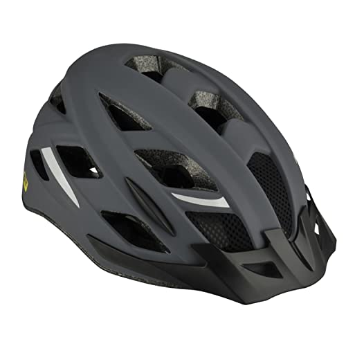 FISCHER Erwachsene Fahrradhelm, Radhelm, Cityhelm Urban Levin, L/XL, 58-61cm, grau, mit beleuchtetem Innenring-System