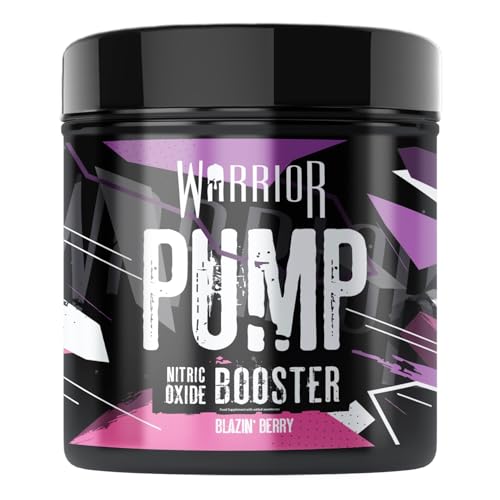 Warrior Pump Pre-Workout Pulver 225 g (Mächtige Beere) – Stickoxid Booster & Energie-Formel ohne Stimulanzien, koffeinfrei – Citrullinmalat & zyklisches Dextrin für Muskelkraft & Fokus