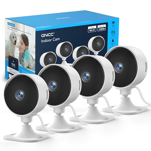 GNCC 4-Pack GC3 überwachungskamera Innen mit Nachtsicht, 1080P HD WLAN Indoor Kamera, Zwei-Wege-Audio, PIR Bewegungserkennung, mit Alexa & Google Home, 2.4Ghz WiFi, Cloud-Abonnement & SD Speicher