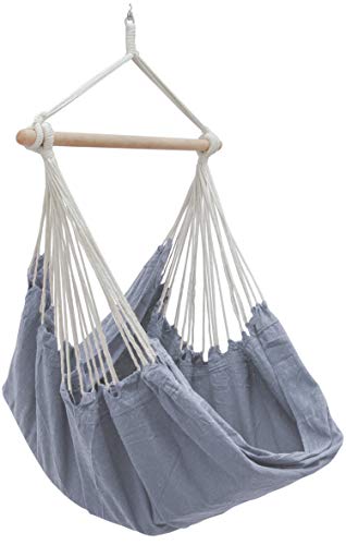 AMANKA XXL Hängesessel Grau 185x130 cm belastbar bis 150kg - Hängestuhl Indoor und Outdoor – dekorativer Hängesessel für Garten - Sitzsack zum Hängen – Hängesitz für kleinen Balkon