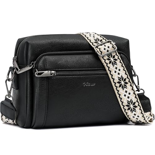 HILAEX Umhängetasche Damen mit Anti Diebstahl, Handtasche Damen Mittelgroß mit 4 Fächern, mit Verstellbar Abnehmbar Breiter Gurt