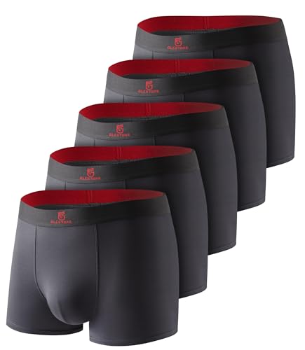 GLESTORE Boxershorts Herren Unterhosen Männer 5er Pack Modal Unterwäsche Hipster Sport Underpants 5dunkelgrau L
