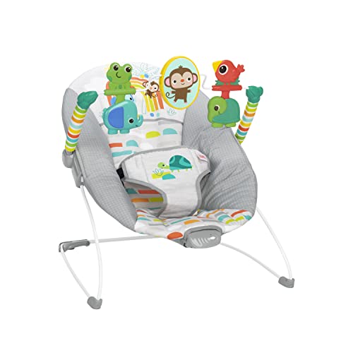 Bright Starts, Playful Paradise Babywippe Babyschaukel mit beruhigender Vibration und Spielzeug, Unisex, 0-6 Monate