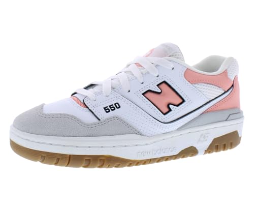 New Balance Damen 550 Sneaker, Grau/Rosa/Weiß, 7 Women/5.5 Men