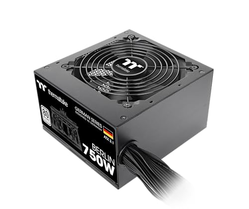 Thermaltake Berlin 750W Netzteil | ATX 3.1 | 12V-2 * 6 Pin | 80Plus Weiß Zertifiziert | geräuscharmer Betrieb | German Series