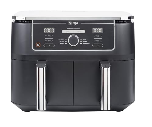 Ninja Foodi MAX Dual Zone Heißluftfritteuse [AF400EU] ‎2470 W, 9,5 l Fassungsvermögen, 2 Fächer, 6 Funktionen, Kupfer, Schwarz