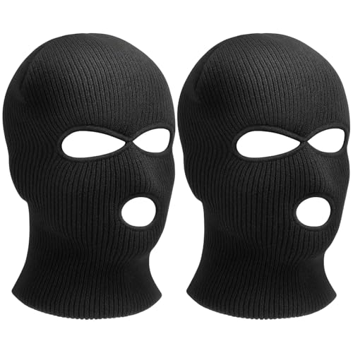 JazRvr 2 Stück Balaclava - 3-Loch Ski Maske, Sturmmaske, Gestrickte Sturmhaube, Multifunktionsmaske, Atmungsaktiv Und Bequem, Ideal Für Outdoor-Aktivitäten