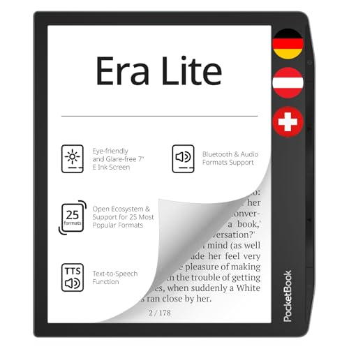 Pocketbook Era Lite E‑Reader, 7'' E‑Ink Carta 1300 Display, 16 GB, IPX4, Bluetooth, SMARTlight, Stone Green – DE/AT/CH‑Version