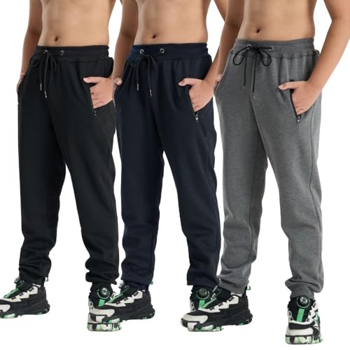3er-Pack Jungenhose, Jogginghose, Loose Freizeithose,Stretch, Bequeme Freizeithose, Herbst und Winter Dunkelgrau 2XL