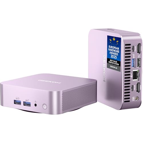 GEEKOM Mini PC A6 Aurora Edition mit AMD Ryzen 7 6800H | Der weltweit einzige europäische Hardware-Award | DDR5 RAM(kein festgelegter LPDDR), 1TB SSD, Mini-PC W-11 pro für Spiele/Büro, USB4