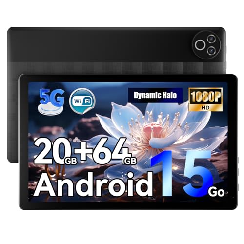 Laptok Tablet 10 Zoll Android 15 Tablet 20GB RAM (4+16) 64GB ROM + 1TB TF, IPS Display 800×1280, Octa-Core, Dual Kamera, 5000mAh Akku, WiFi6+Bluetooth 5.4, Type-C, Schwarz