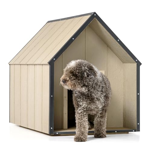 LP SmartSide Hundehütte Outdoor Wetterfest - Hundehaus Holz Platten - Hundezwinger für große Hunderassen, 80 x 118 x H94 cm, Größe L – TIMBELA M972-1
