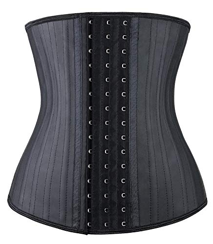 YIANNA Waist Trainer Damen Korsett Bauchweg Body Shaper Latex Shapewear Corsage Korsage Underbust Taillenmieder Taillenformer Trimmer Schwarz 1210 L