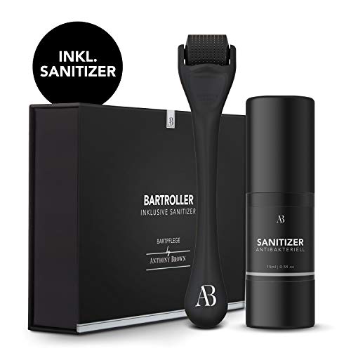 Anthony Brown® Bartroller 0,5 mm Dermaroller Set mit Reinigungsspray, Microneedling Roller für Bartpflege und Hautstimulation