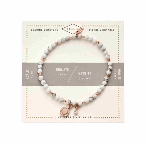 Fossil Armband Für Frauen Wellness, Innenlänge:165mm Weißes Halbedelsteinarmband, JA6934791