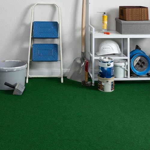 Steffensmeier Teppichboden Nadelfilz Paris | Meterware Rollenware Bodenbelag 3 mm für Abstellkammer Dachboden Hobbyraum | Grün, Größe: 133x100 cm