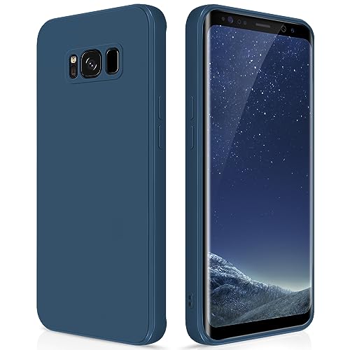 GiiYoon Hülle Kompatibel mit Samsung Galaxy S8, Hochwertiges Liquid Silicone Case, Rundumschutz Handyhülle, Kratzfestes Weiches Mikrofaserfutter- Blau