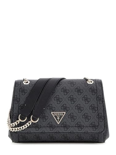 GUESS Noelle II Convertible Xbody Flap Bag Coal Logo