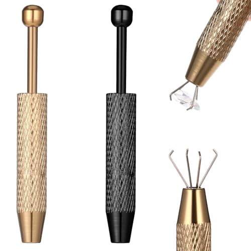 2 Stück Piercing Kugel Aufdreher, Edelstahl Piercing Zange für Kugeln, Edelsteine Catcher mit 4 Klauen Schmuck Aufnehmwerkzeug für Pick up Piercing-Kugel Elektronische Komponenten Chip