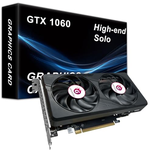 GPVHOSO GTX 1060 6GB Computer Grafikkarte, GDDR5 8K 192bit HDR VR Ready, 1060 Grafikkarten für Gaming PC, Tarjeta Gráfica Support Direct X12 PCIe3.0 * 16, Dual Cooling Fans, HDMI + 2*DP