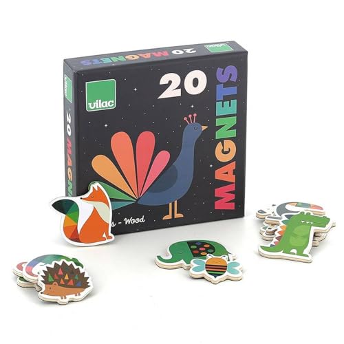 Vilac Set mit 20 Tiermagneten von Andy Westface. Tauchen Sie EIN in das Regenbogenuniversum mit diesen bunten Holzmagneten - Regen Sie die Fantasie und Kreativität an, 7421