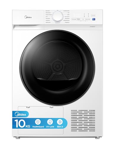 Midea Wärmepumpentrockner V3 series, 10 kg, Energieklasse D mit Wärmepumpentechnologie, UV-Licht für hygienische Reinheit, Knitterschutz, LED-Display, Startzeitvorwahl,Schnelltrocknen,MDV3EH100D,Weiß