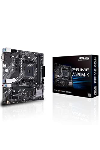 ASUS Prime A520M-K Mainboard Sockel AM4 (AMD Ryzen, micro-ATX, M.2, 1Gbit/s-Ethernet, SATA 6Gbit/s, USB 3.2 Gen 2 Typ-A)