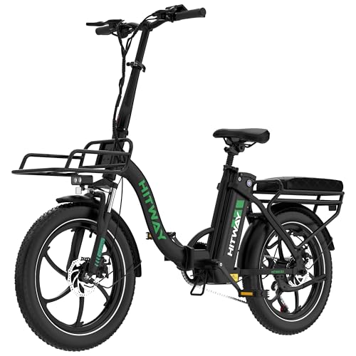 HITWAY E Bike, Ebike mit 250W Motor, Elektrofahrrad 20 Zoll, E-Bike mit 70-150km Reichweite, 7-Gang, APP-Steuerung, faltbar, IP54 wasserdicht, Pedelec Black