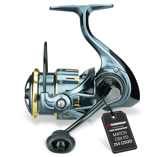 Robinson Angelrolle – High Speed Matchrolle zum Posenfischen & Matchangeln- Leichtgewicht - 6,2:1 Übersetzung - 10kg Bremse - Anodisierte Duraluminium-Spule mit schnurschonendem Clip - Match CSX