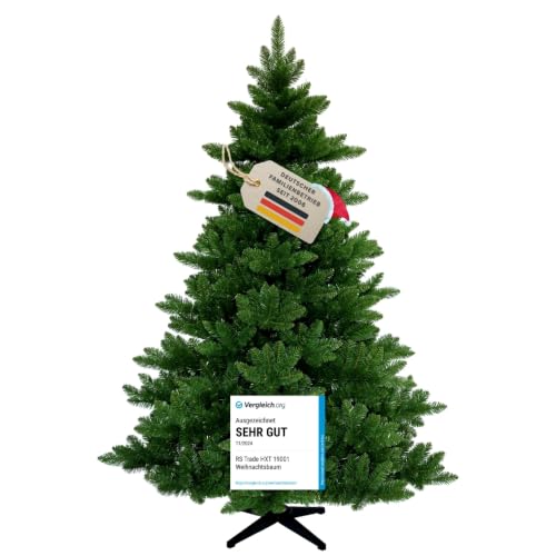 RS Trade Künstlicher Weihnachtsbaum 19001 Spessarttanne Classic 180 cm mit Metallständer aus PVC, grüner Christbaum, Kunsttannenbaum, Tannenbaum, Kunstbaum, schwer entflammbar, für Allergiker geeignet