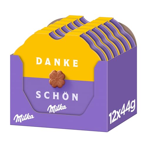 Milka Kleines Dankeschön Pralinen – Alpenmilch-Schokolade mit feiner Milchcrème-Füllung – 12 x 44g