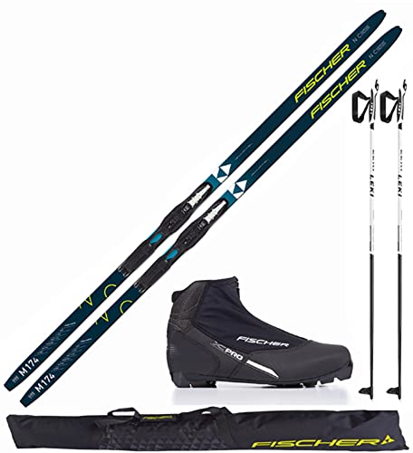 Fischer Langlaufski-Set Comfort Cruiser + Bindung + Schuhe + Stöcke + Skisack (M (174cm Länge - für 60-79kg Körpergewicht))