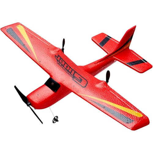 VEVOR RC-Flugzeug, 2,4 GHz 2-Kanal-Fernsteuerungsflugzeug mit 6-Achsen-Gyrostabilisator, flugbereites Flugzeugspielzeug mit 2 Batterien, RC-Segelflugzeug für Kinder, Anfänger, Rot