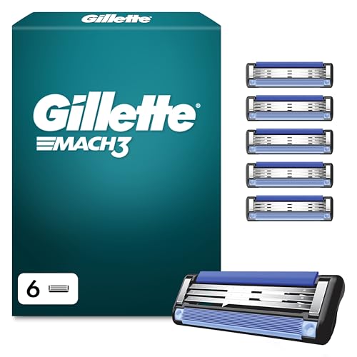 Gillette Mach3 Rasierklingen Herren, 6 Original Ersatzklingen, Klingen für Männer mit Gleitstreifen für Ein Sanftes Gleiten und Klingenbeschichtung
