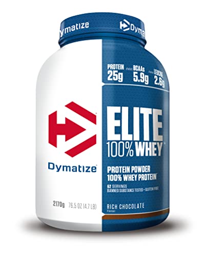 Dymatize Elite 100% Whey Rich Chocolate 2170g - High Protein Low Sugar Pulver + Whey Protein und BCAAs
