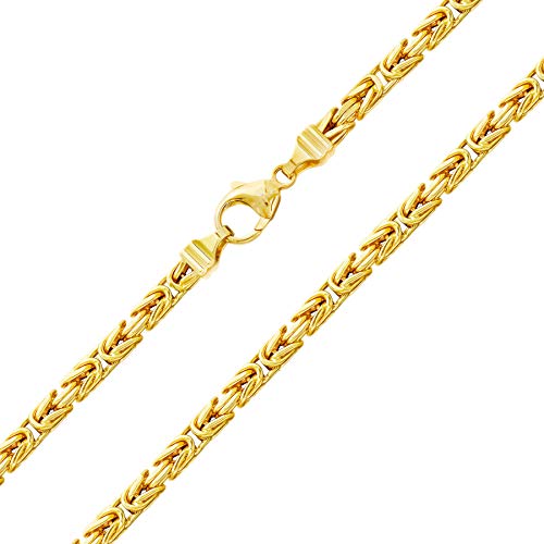 Stella-Jewellery 585er Gelbgold Königskette Massiv 4,8 mm Halskette Collier Unisex Königs Kette 66 cm